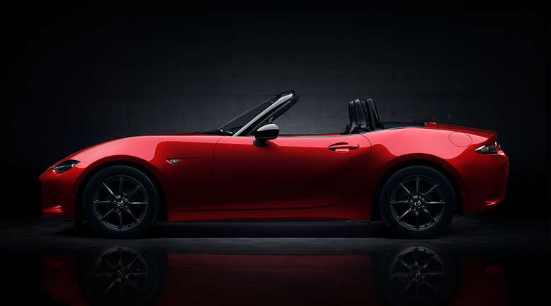 Mazda MX-5, Seitenansicht, geöffnetes Verdeck, 2014, Foto: Mazda 