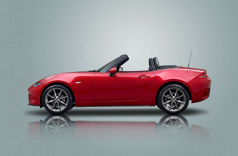 Mazda MX-5, Seitenansicht, offenes Dach, 2015, Foto: Mazda